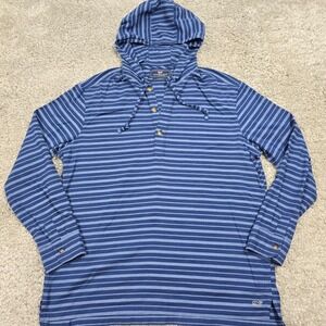 Vineyard Vines Mens‎ Striped Hooded Cotton Linen Pullover Shirt Size L Coastal